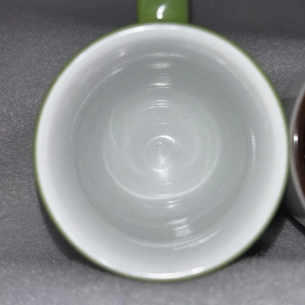 Kahla Germany  Demitasse Espresso Cups & Saucers Brown White Green 3‎ Sets EUC